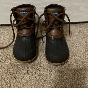 Sperry Kids Brown and Black Lace-Up Waterproof Duck Boots